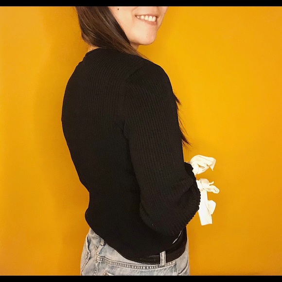 Zara | Black Sweater with ribbons | Size S - Picture 2 of 4